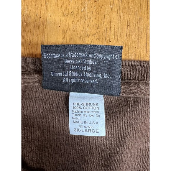 VTG Scarface Clothing Company Single Stitch T Shirt Tony Montana 3XL Brown Gold - Picture 7 of 7